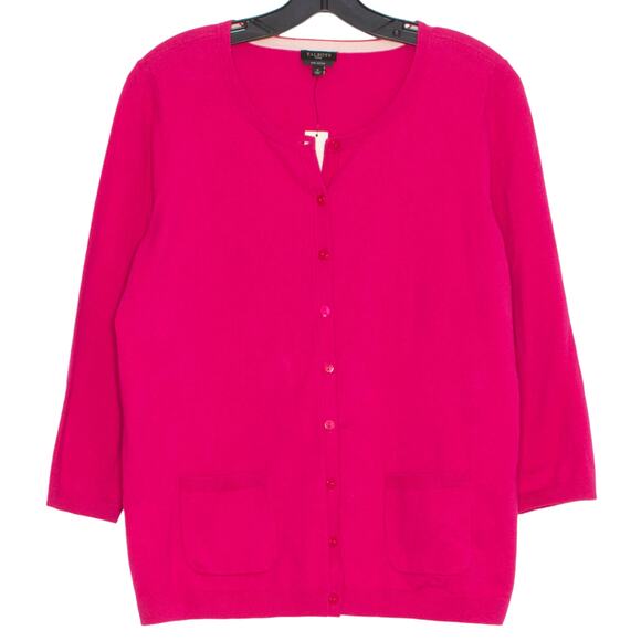 NWT Talbots Cardigan Sweater 3/4 Sleeve Cottage Preppy Y2K Retro Button Pink X - Picture 1 of 5